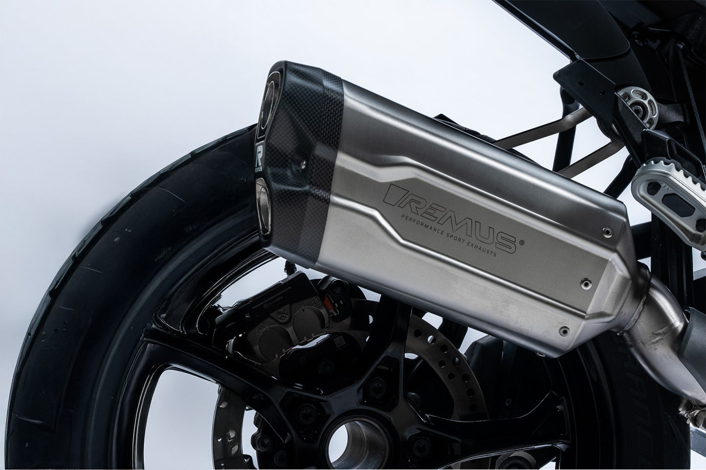Slip on rear silencer R 1300 GS (Adventure) REMUS 8 2.0 - stainless steel image 0